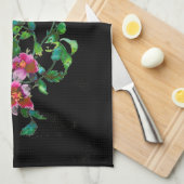 Elegante rosa magenta Aquarellfarben Rose Geschirrtuch (Viertel Falte)