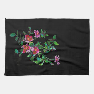 Elegante rosa magenta Aquarellfarben Rose Geschirrtuch