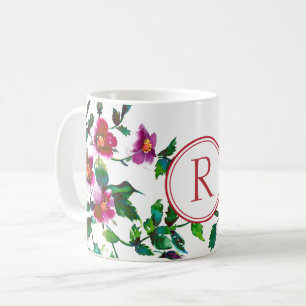 Elegante rosa magenta Aquarellfarben Rose Kaffeetasse