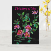 Elegante rosa magenta Aquarellfarben Rose Karte (Gelbe Blume)