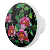 Elegante rosa magenta Aquarellfarben Rose Keramikknauf (Rechts)