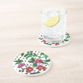 Elegante rosa magenta Aquarelltöne Rose Polka Punk Untersetzer (Seite)