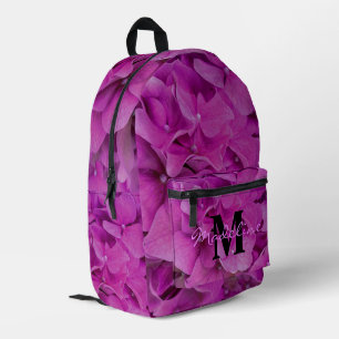 Elegante rosa Magenta florale Monogramm-Kalligraph Bedruckter Rucksack