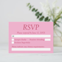Elegante Rosa Magenta Wedding RSVP Card