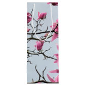 Elegante rosa Magnolia Blüten Friedlich Hanami Geschenktüte Für Weinflaschen (Rückseite)