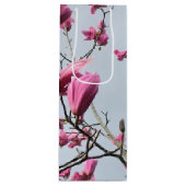 Elegante rosa Magnolia Blüten Friedlich Hanami Geschenktüte Für Weinflaschen (Vorderseite)