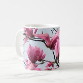 Elegante rosa Magnolia Blüten Friedlich Hanami Kaffeetasse (Vorderseite Links)