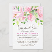 Elegante Rosa Magnolia Einladung (Vorderseite)