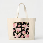 Elegante rosa Magnolia-Muster Wasserfarbe groß bis Jumbo Stoffbeutel (Vorne)