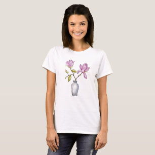 Elegante rosa Magnolie Aquarell T-Shirt