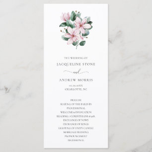 Elegante rosa Magnolie Hochzeit Programm