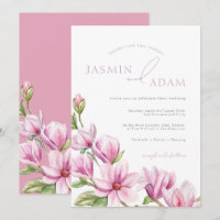 Elegante rosa Magnolie Monogramm Hochzeit