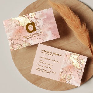 Elegante Rosa-Marmor-Gold-Branding Visitenkarte