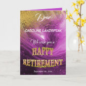 Elegante Rosa Marmor Gold Glitzer Happy Rentiremen Karte (Gelbe Blume)