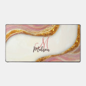 Elegante rosa Marmorkunst Imitate Gold Glitzer Schreibtischunterlage (Vorderseite)