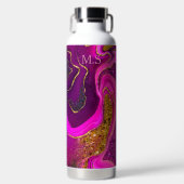 Elegante rosa Marmorkunst Imitate Gold Glitzer Trinkflasche (Vorderseite)