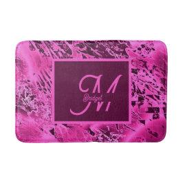 Elegante rosa Marmormor fett formatierte Monogramm Badematte