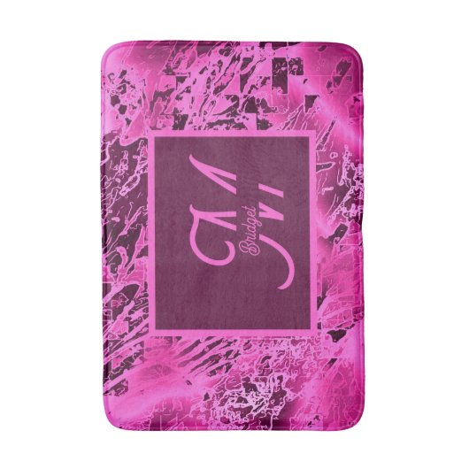 Elegante rosa Marmormor fett formatierte Monogramm Badematte (Vorderseite Vertikal)
