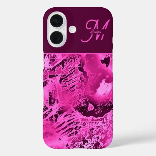 Elegante rosa Marmormor fett formatierte Monogramm Case-Mate iPhone Hülle (Rückseite)