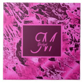 Elegante rosa Marmormor fett formatierte Monogramm Fliese (Vorderseite)
