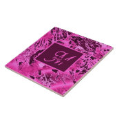 Elegante rosa Marmormor fett formatierte Monogramm Fliese (Seite)