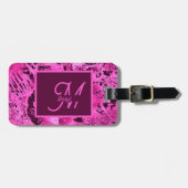 Elegante rosa Marmormor fett formatierte Monogramm Gepäckanhänger (Vorderseite horizontal)