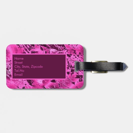 Elegante rosa Marmormor fett formatierte Monogramm Gepäckanhänger (Rückseite horizontal)