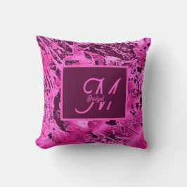 Elegante rosa Marmormor fett formatierte Monogramm Kissen