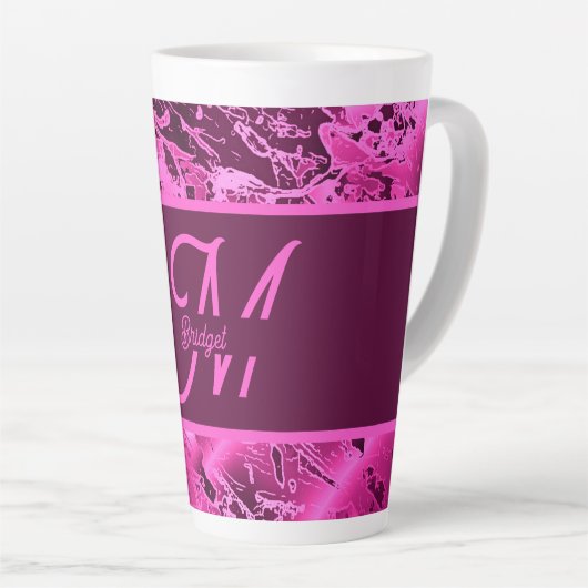 Elegante rosa Marmormor fett formatierte Monogramm Milchtasse (Rechte Ecke)
