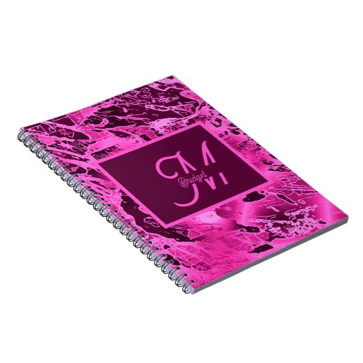 Elegante rosa Marmormor fett formatierte Monogramm Notizblock (Rechte Seite)