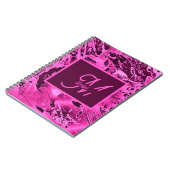Elegante rosa Marmormor fett formatierte Monogramm Notizblock (Linke Seite)