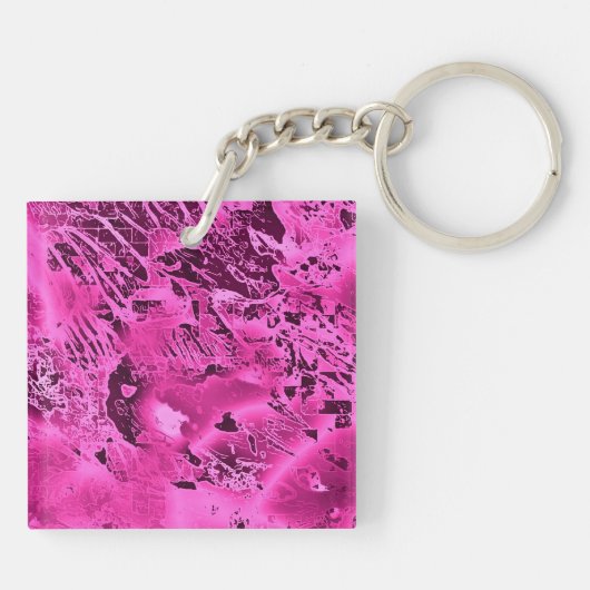 Elegante rosa Marmormor fett formatierte Monogramm Schlüsselanhänger (Rückseite)