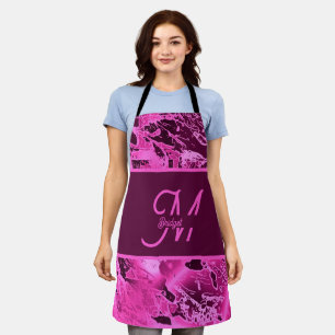 Elegante rosa Marmormor fett formatierte Monogramm Schürze