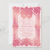 Elegante Rosa Masquerade Maske Quinceanera Einladung (Vorderseite)