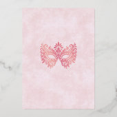 Elegante Rosa Masquerade Maske Quinceanera Folieneinladung (Rückseite)