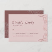 Elegante Rosa Mauve Floral RSVP Card (Vorne/Hinten)