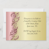 Elegante rosa Mauve & Gold Florid Wedding Einladung (Rückseite)
