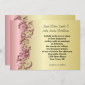Elegante rosa Mauve & Gold Florid Wedding Einladung (Vorne/Hinten)