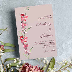 Elegante Rosa-Minze-Orchideen-Blume Hochzeit Einladung