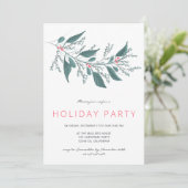 Elegante, rosa Mistletoe Filiale Holiday Party Einladung (Stehend Vorderseite)