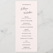 Elegante rosa Moderne Hochzeit Programm (Vorderseite)