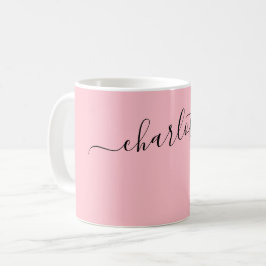 Elegante rosa moderne personalisierte Namen Kaffeetasse