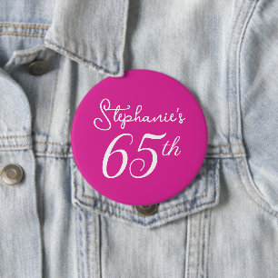 Elegante Rosa Monogram 65. Geburtstagsparty Button
