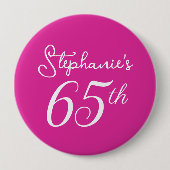 Elegante Rosa Monogram 65. Geburtstagsparty Button (Vorderseite)