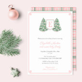 Elegante Rosa Monogram Christmas Baby Girl Duwer Einladung