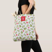 Elegante rosa Monogram-grüne Palm-Blätter Tasche (Von Nahem)