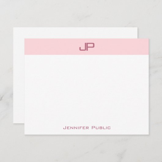 Elegante rosa Monogramm einfache Vorlage Top (Vorne/Hinten)