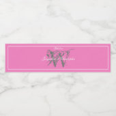Elegante rosa Monogramm Initial + Name Chic Weddin Wasserflaschenetikett (Einzelnes Label)