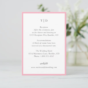 Elegante rosa Monogramm Moderne Hochzeit Begleitkarte