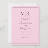 Elegante rosa Monogramm moderne Hochzeit Einladung (Vorderseite)